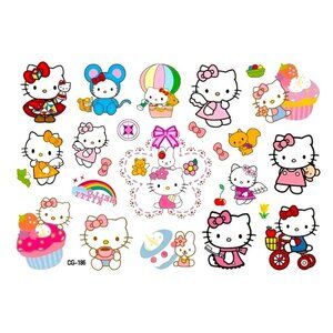 Hello Kitty Tattoos Lot Temporary Waterproof 22pc Sanrio Emo Scene Fun tats Rave